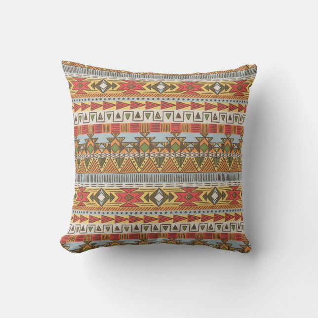 Seamless ethnic pattern in bright colours cushion (Front)