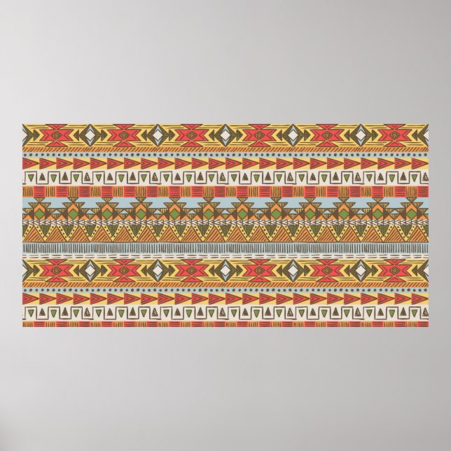 Seamless ethnic pattern in bright colours poster (Front)