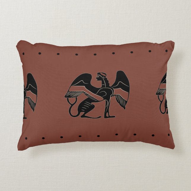 Seamless ethnic pattern with fantastic winged sphi decorative cushion (Front)