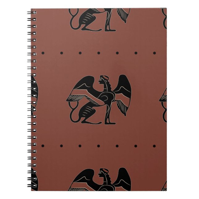 Seamless ethnic pattern with fantastic winged sphi notebook (Front)