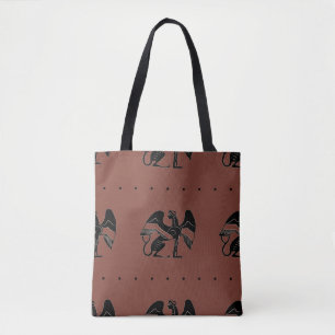 Seamless ethnic pattern with fantastic winged sphi tote bag