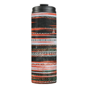 Seamless ethnic tribal pattern stripes rug design. thermal tumbler