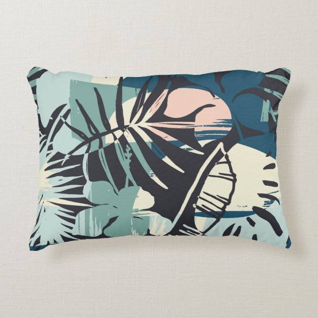 Seamless exotic pattern with tropical plants and a decorative cushion (Front)
