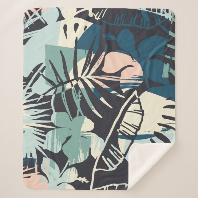 Seamless exotic pattern with tropical plants and a sherpa blanket (Front)