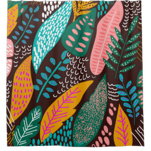 Seamless exotic pattern with tropical plants. vint shower curtain