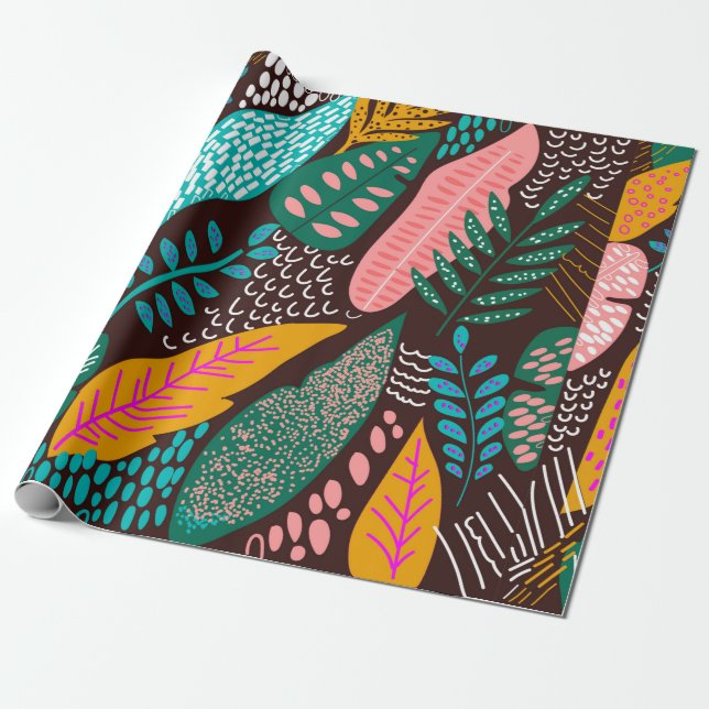 Seamless exotic pattern with tropical plants. vint wrapping paper (Unrolled)