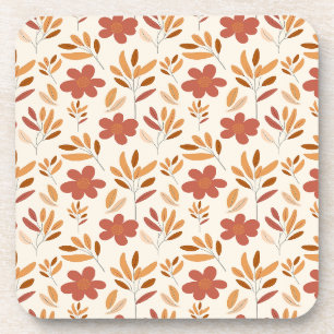 Seamless Fall Autumn Floral Pattern Coaster