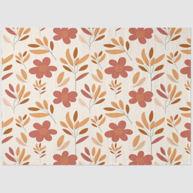 Seamless Fall Autumn Floral Pattern Tissue Paper (Front)