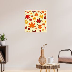 Seamless Fall Foliage Design Poster