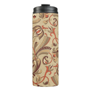 seamless fantastic floral pattern on background thermal tumbler