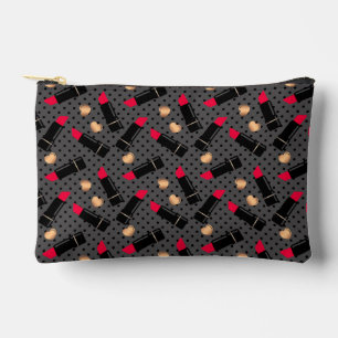 Seamless fashion cosmetic red lipstick polka dots accessory pouch