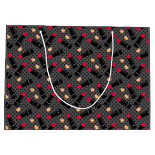 Seamless fashion cosmetic red lipstick polka dots large gift bag
