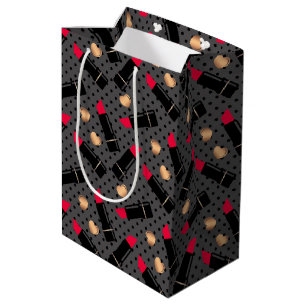 Seamless fashion cosmetic red lipstick polka dots medium gift bag