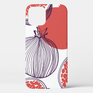 Seamless fashion pattern of pomegranate fruit, hal iPhone 12 case