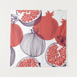 Seamless fashion pattern of pomegranate fruit, hal tapestry