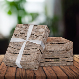 Seamless Faux Cracked Tree Wood Cut Wrapping Paper