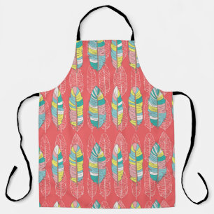 Seamless feather pattern background. Endless colou Apron