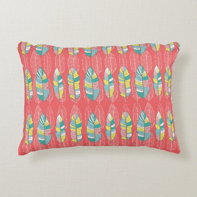 Seamless feather pattern background. Endless colou Decorative Cushion (Front)