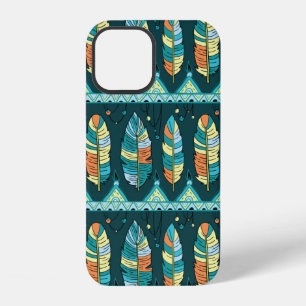 Seamless feather pattern background. Endless colou iPhone 12 Case