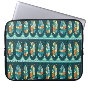 Seamless feather pattern background. Endless colou Laptop Sleeve