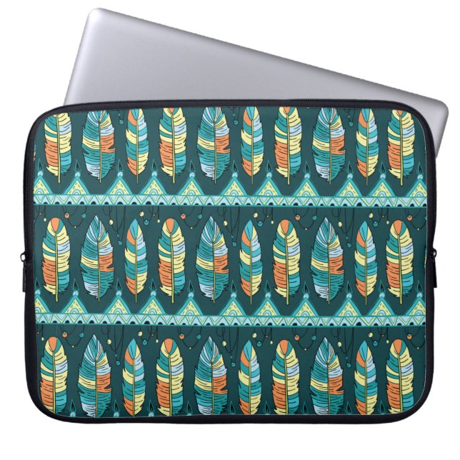Seamless feather pattern background. Endless colou Laptop Sleeve (Front)