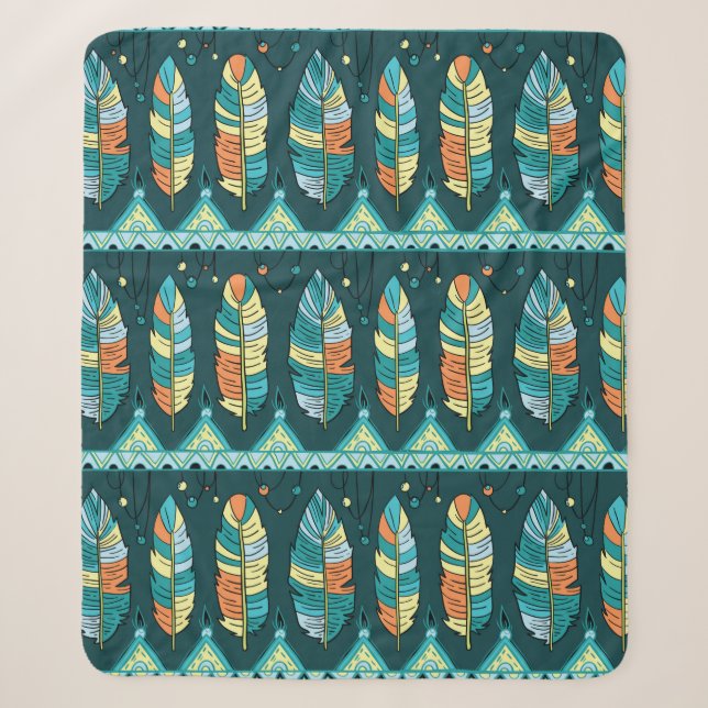 Seamless feather pattern background. Endless colou Sherpa Blanket (Front)