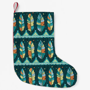 Seamless feather pattern background. Endless colou Small Christmas Stocking
