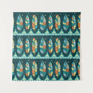 Seamless feather pattern background. Endless colou Tapestry