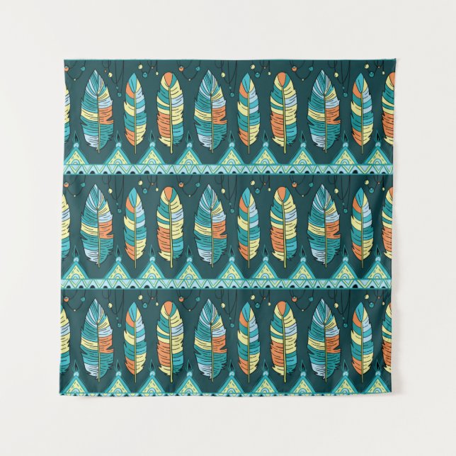 Seamless feather pattern background. Endless colou Tapestry (Front)