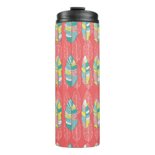 Seamless feather pattern background. Endless colou Thermal Tumbler