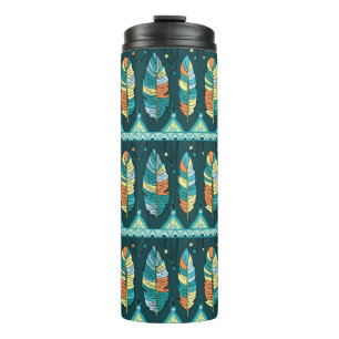 Seamless feather pattern background. Endless colou Thermal Tumbler