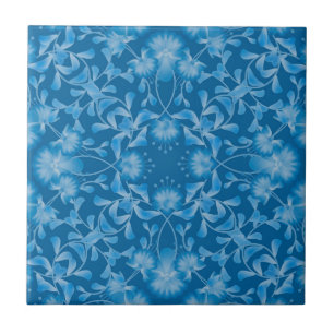 Seamless feminine floral blue flowers gzhel orname tile