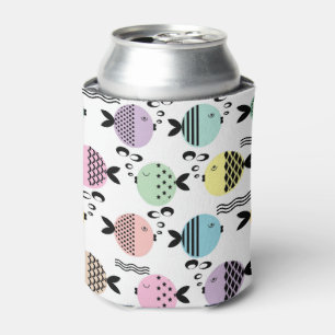 Seamless fish abstract scandinavian modern marine  can cooler