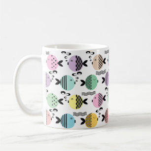 Seamless fish abstract scandinavian modern marine coffee mug