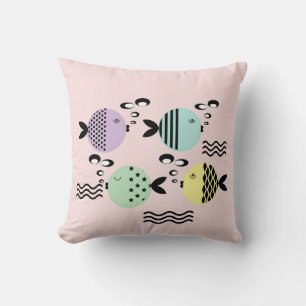 Seamless fish abstract scandinavian modern marine cushion
