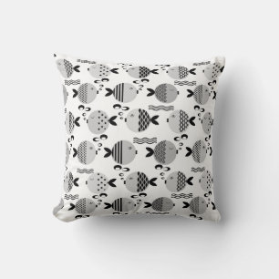 Seamless fish abstract scandinavian modern marine cushion