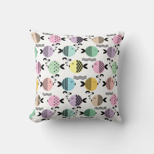 Seamless fish abstract scandinavian modern marine cushion