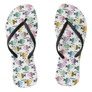 Seamless fish abstract scandinavian modern marine flip flops