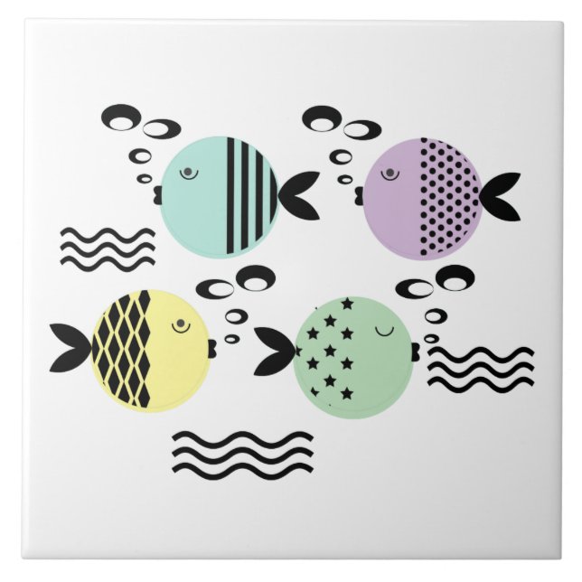 Seamless fish abstract scandinavian modern marine  tile (Front)
