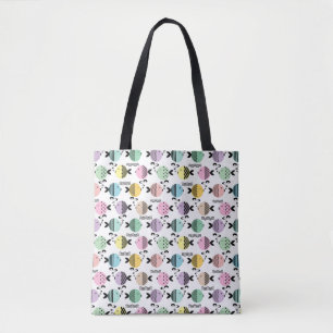 Seamless fish abstract scandinavian modern marine tote bag