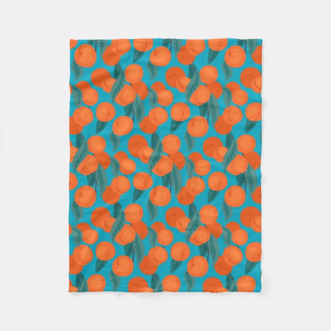 Seamless flat pattern with peaches on branches  fleece blanket (Front)
