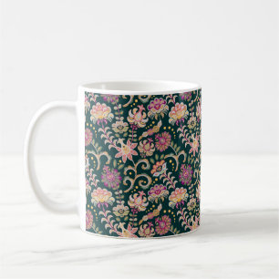 Seamless floral background. Pink flowers and leafs Coffee Mug