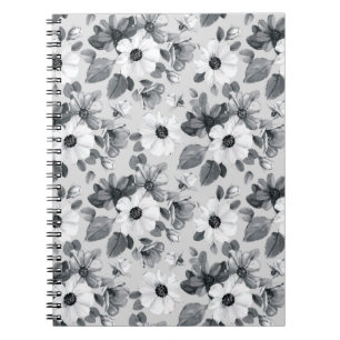 Seamless floral background with beautiful wildflow notebook