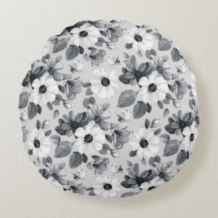 Seamless floral background with beautiful wildflow round cushion