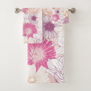Seamless Floral  Bath Towel Set