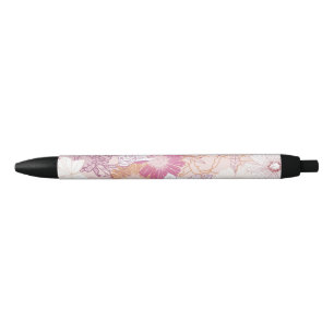Seamless Floral  Black Ink Pen