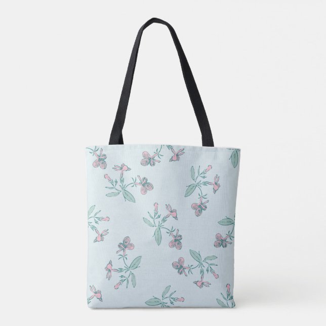 Seamless Floral Botanical Pattern Tote Bag (Back)