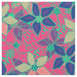 Seamless floral flowers pattern bright summer red fabric