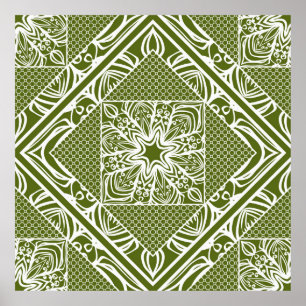 Seamless floral geometric pattern. Vintage illustr Poster