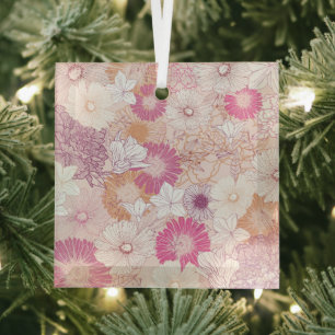 Seamless Floral  Glass Tree Decoration